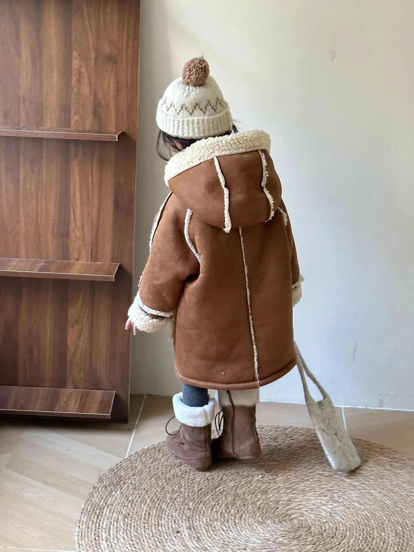 ロングコート キッズアウター 裏ボアフリースフェイクムートンジャケットコート ロング/ショート【mh0007783】