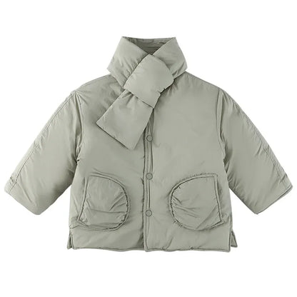 ショートコート・ジャケット・ジャンパー キッズアウター マフラードッキング裏フリースパデッドジャケットコート【mh0007786】