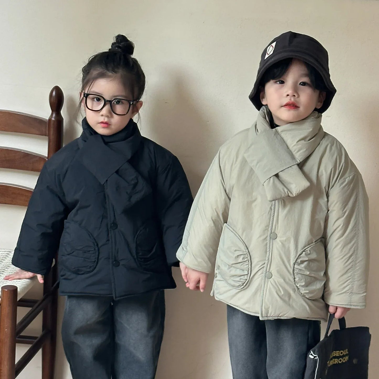 ショートコート・ジャケット・ジャンパー キッズアウター マフラードッキング裏フリースパデッドジャケットコート【mh0007786】