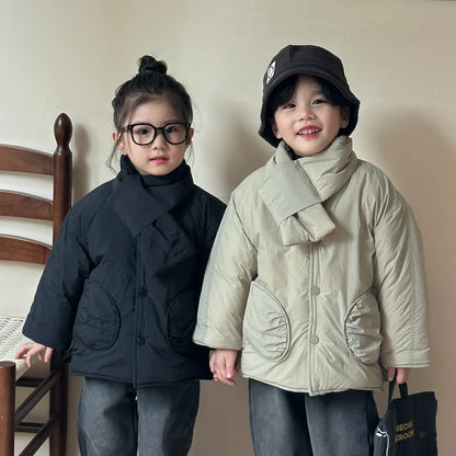 ショートコート・ジャケット・ジャンパー キッズアウター マフラードッキング裏フリースパデッドジャケットコート【mh0007786】