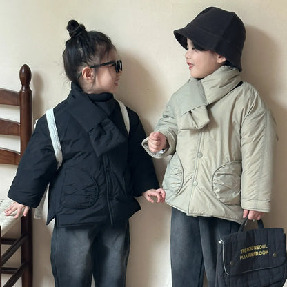 ショートコート・ジャケット・ジャンパー キッズアウター マフラードッキング裏フリースパデッドジャケットコート【mh0007786】