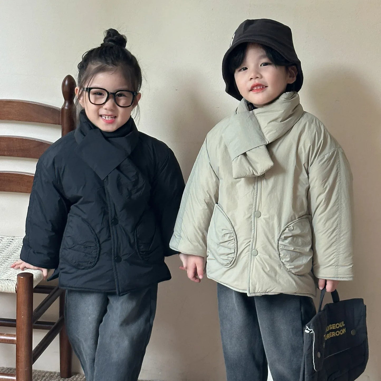 ショートコート・ジャケット・ジャンパー キッズアウター マフラードッキング裏フリースパデッドジャケットコート【mh0007786】