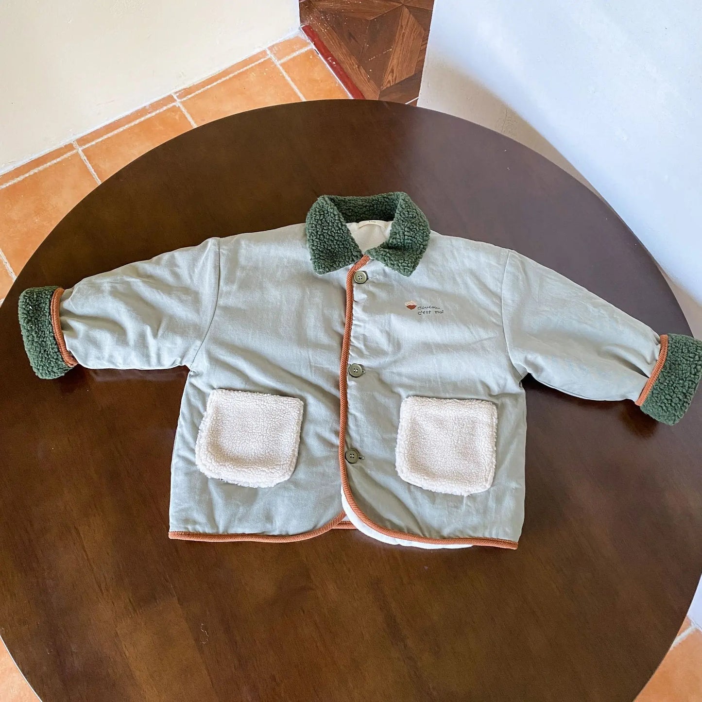 ショートコート・ジャケット・ジャンパー キッズアウター ボアフリース襟パデッドジャケットコート【mh0007803】