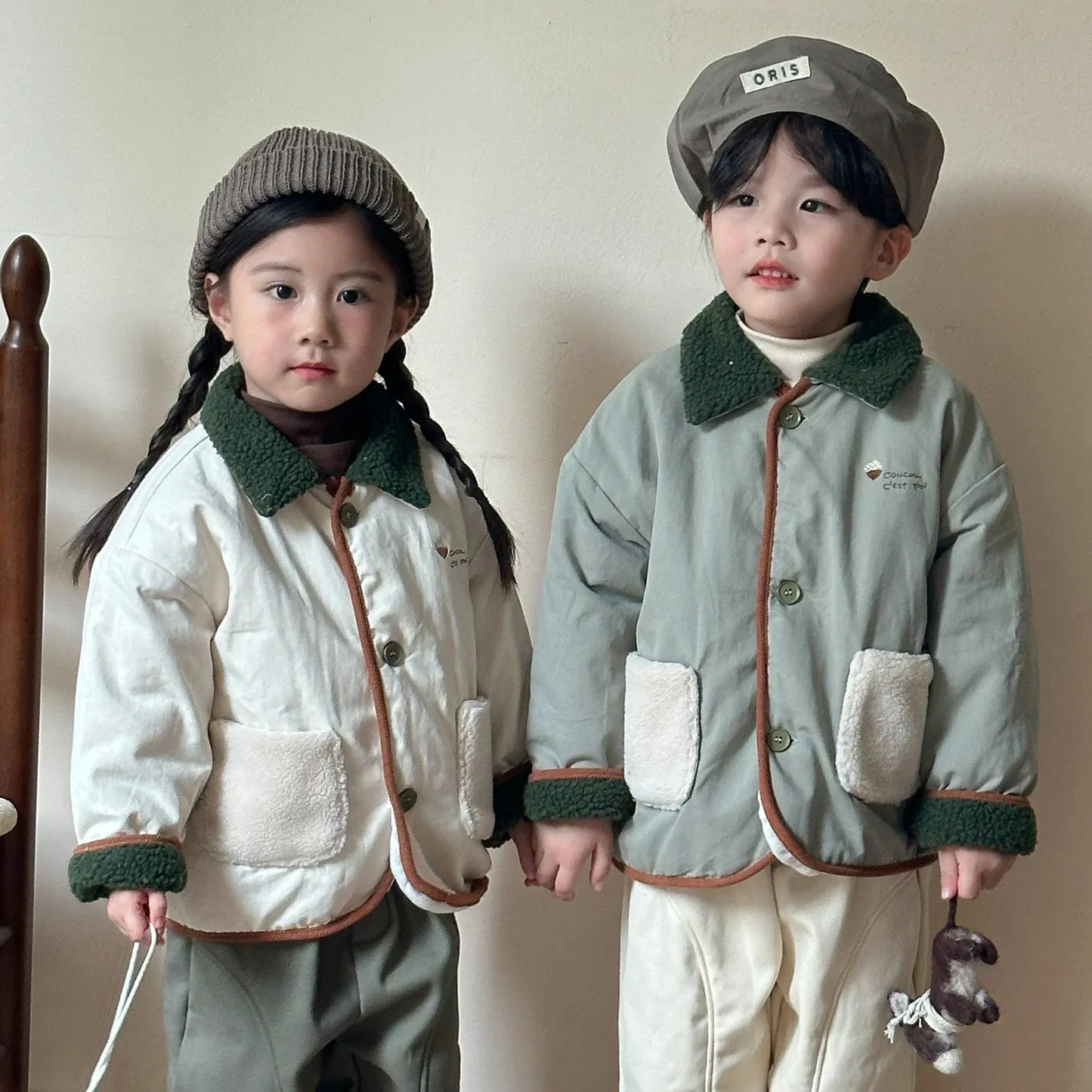 ショートコート・ジャケット・ジャンパー キッズアウター ボアフリース襟パデッドジャケットコート【mh0007803】