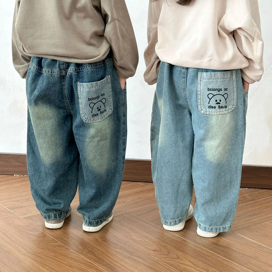 デニムパンツ キッズパンツ ダメージ加工ルーズデニムパンツジーンズ【mh0008056】