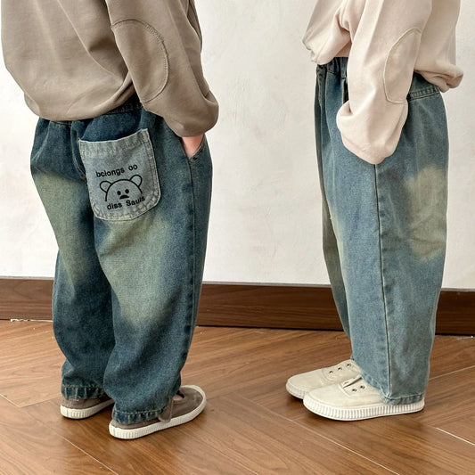 デニムパンツ キッズパンツ ダメージ加工ルーズデニムパンツジーンズ【mh0008056】