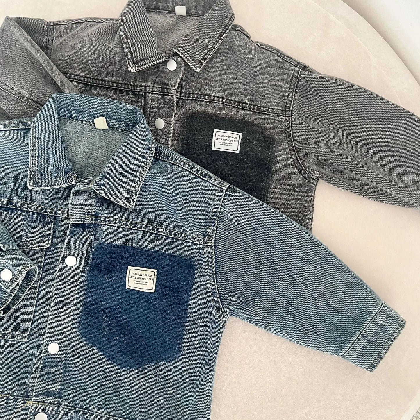 ショートコート・ジャケット・ジャンパー キッズアウター パッチワークポケットデニムジャケットブルゾン【mh0008517】