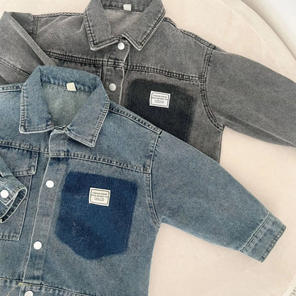 ショートコート・ジャケット・ジャンパー キッズアウター パッチワークポケットデニムジャケットブルゾン【mh0008517】