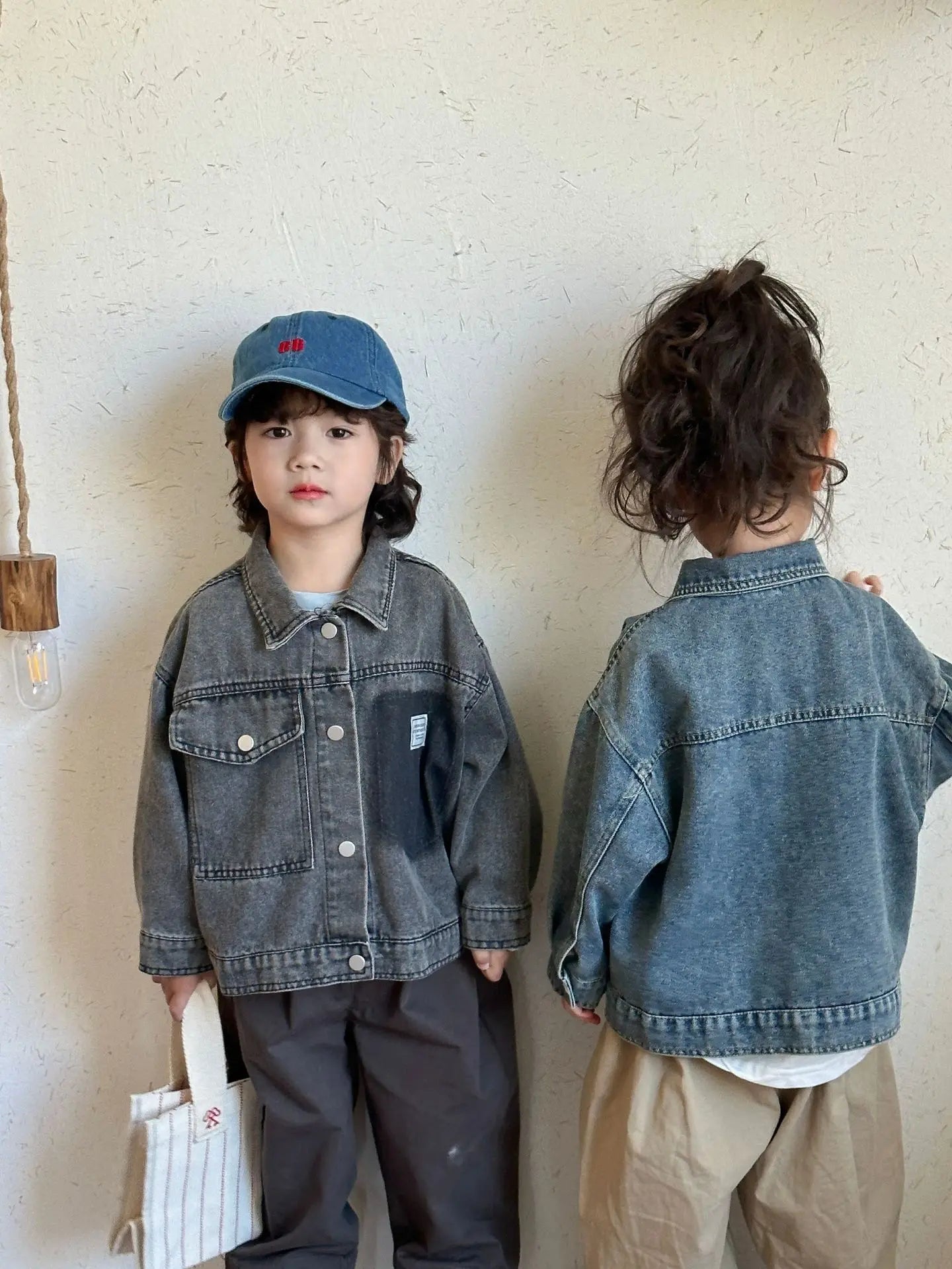 ショートコート・ジャケット・ジャンパー キッズアウター パッチワークポケットデニムジャケットブルゾン【mh0008517】