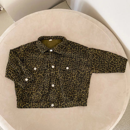 ショートコート・ジャケット・ジャンパー キッズアウター レオパードヒョウ柄プリントブルゾンジャケット【mh0008595】