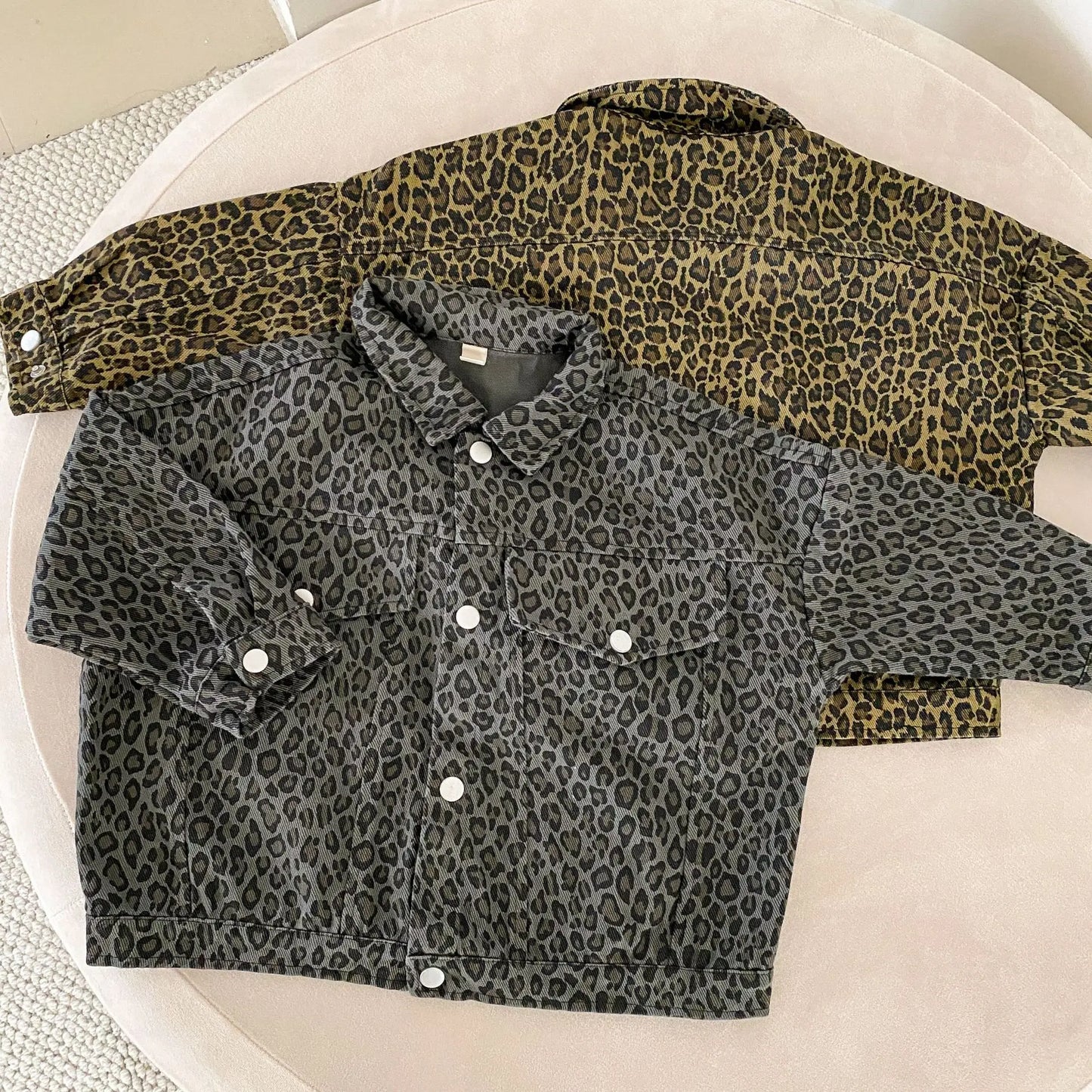 ショートコート・ジャケット・ジャンパー キッズアウター レオパードヒョウ柄プリントブルゾンジャケット【mh0008595】