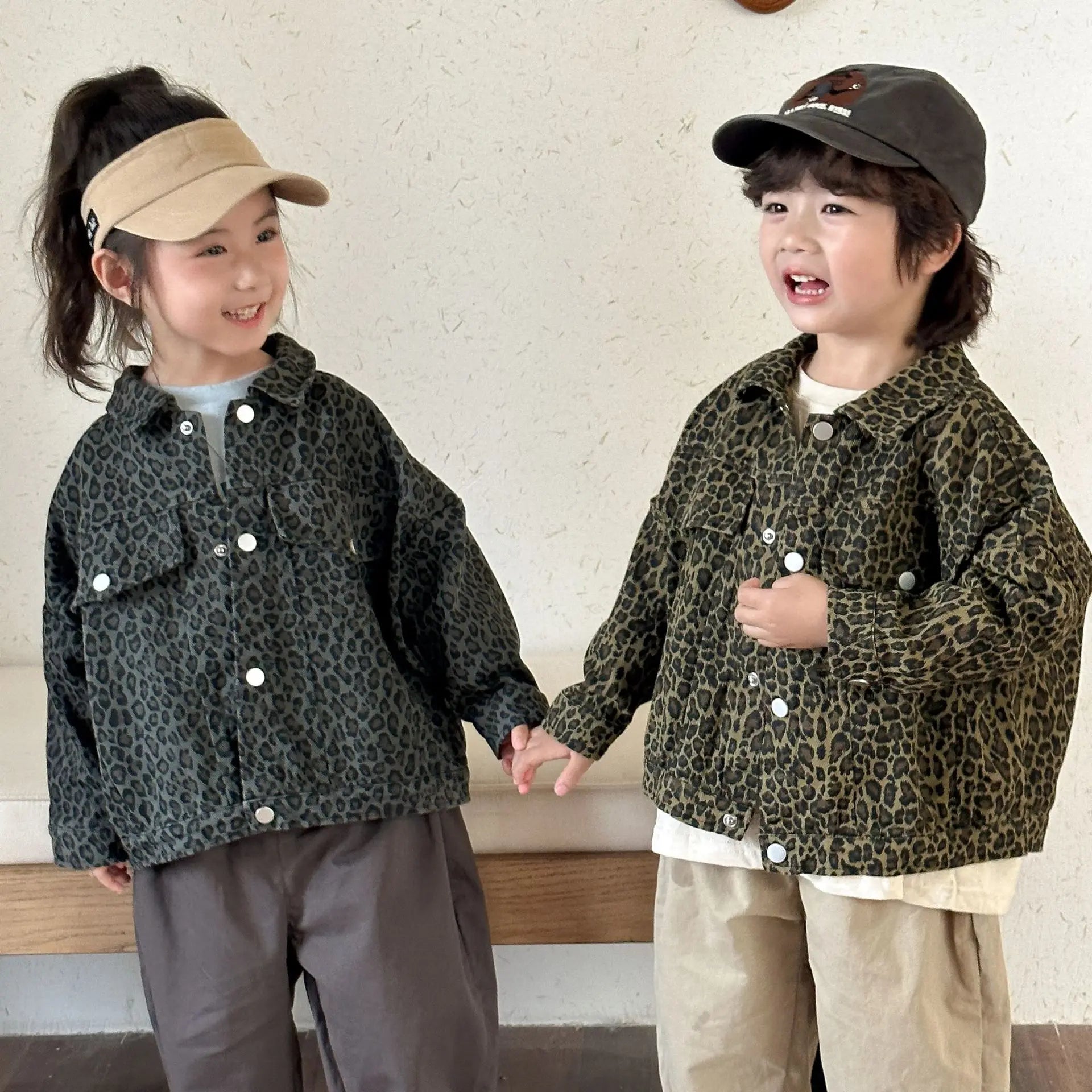 ショートコート・ジャケット・ジャンパー キッズアウター レオパードヒョウ柄プリントブルゾンジャケット【mh0008595】