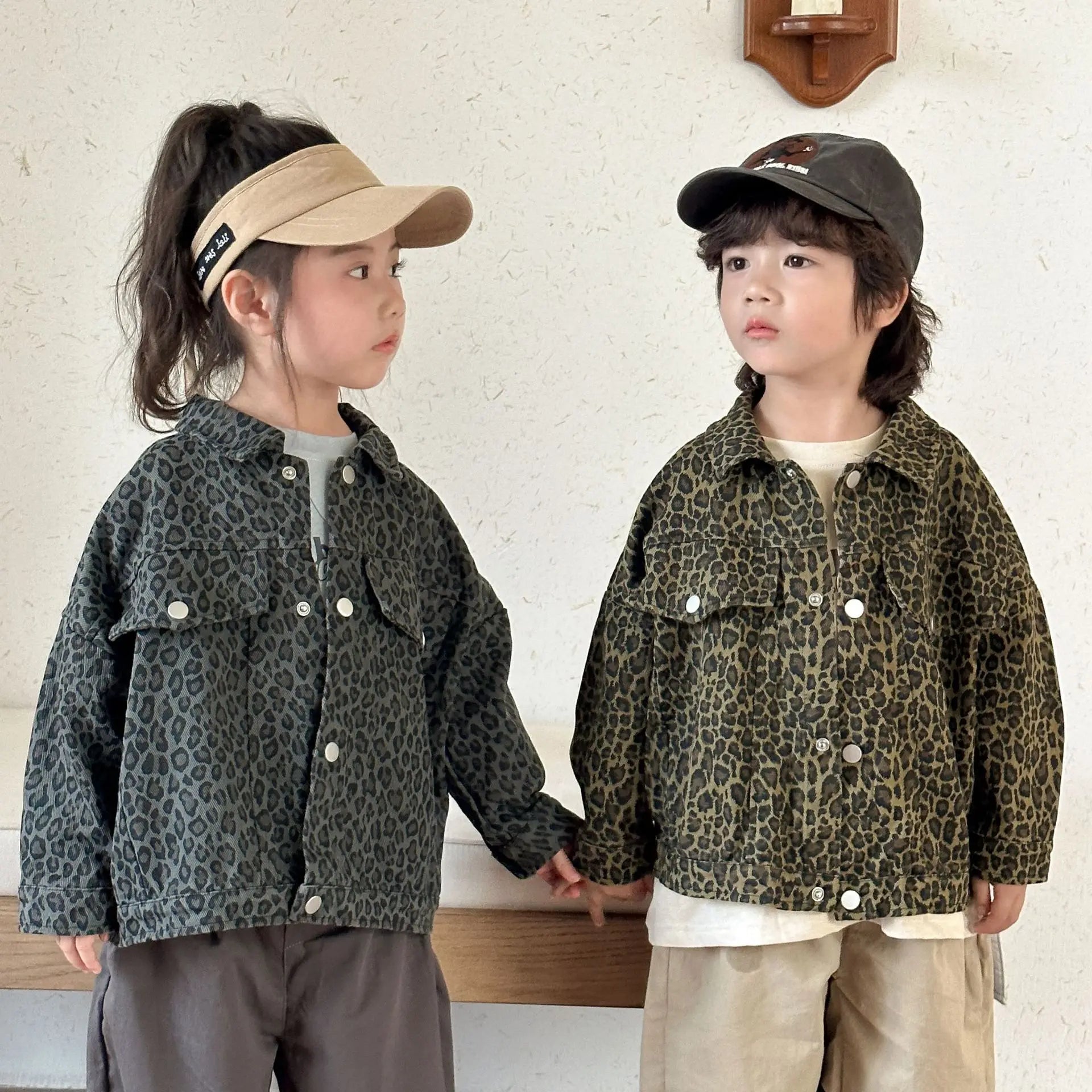 ショートコート・ジャケット・ジャンパー キッズアウター レオパードヒョウ柄プリントブルゾンジャケット【mh0008595】