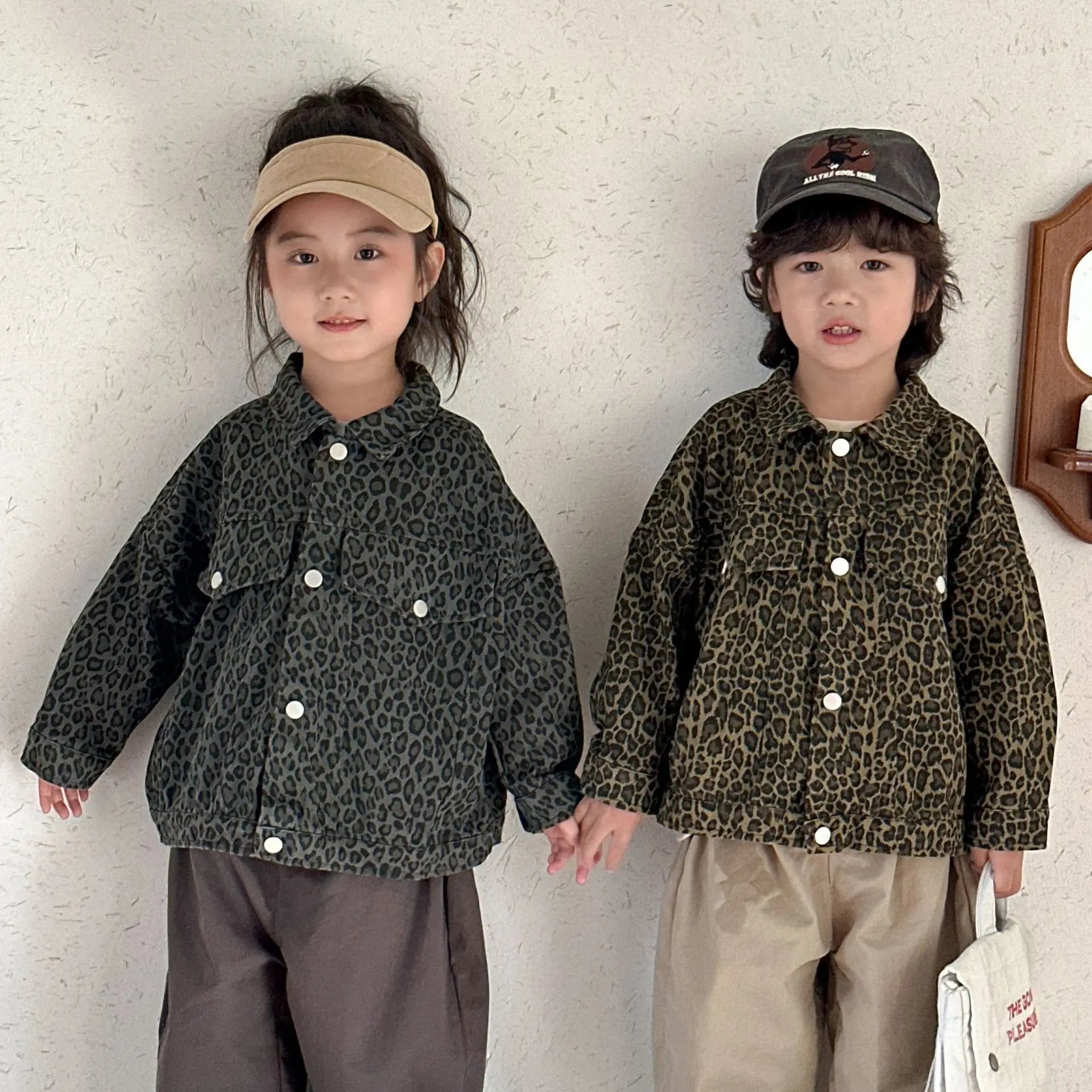 ショートコート・ジャケット・ジャンパー キッズアウター レオパードヒョウ柄プリントブルゾンジャケット【mh0008595】