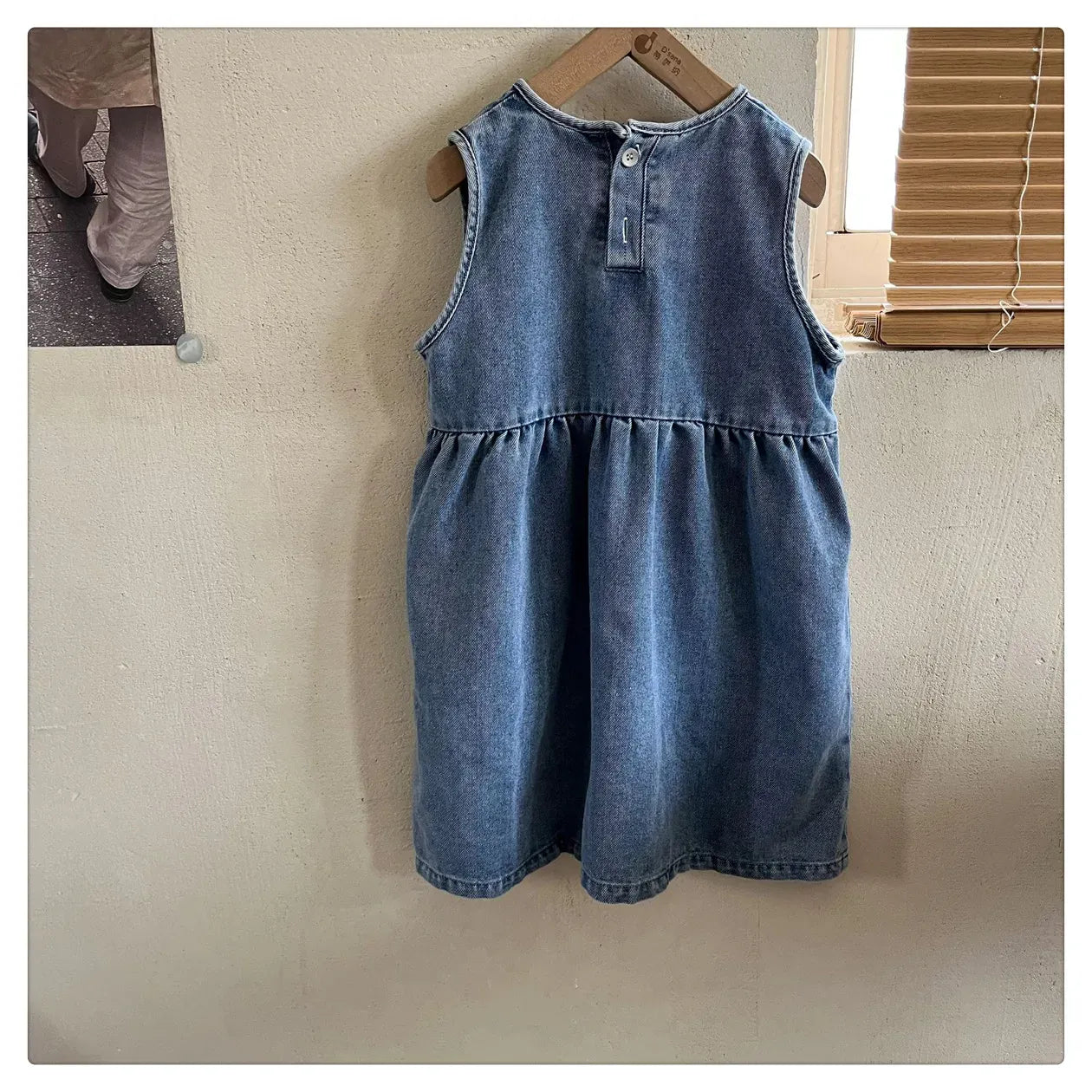 ノースリーブワンピース キッズワンピース デニムシンプルノースリーブワンピースジャンパースカート【mh0008637】
