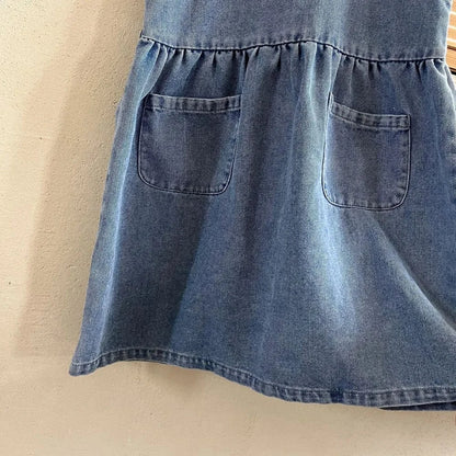 ノースリーブワンピース キッズワンピース デニムシンプルノースリーブワンピースジャンパースカート【mh0008637】