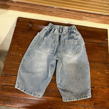 デニムパンツ キッズパンツ シンプルルーズロングデニムパンツ【mh0008767】
