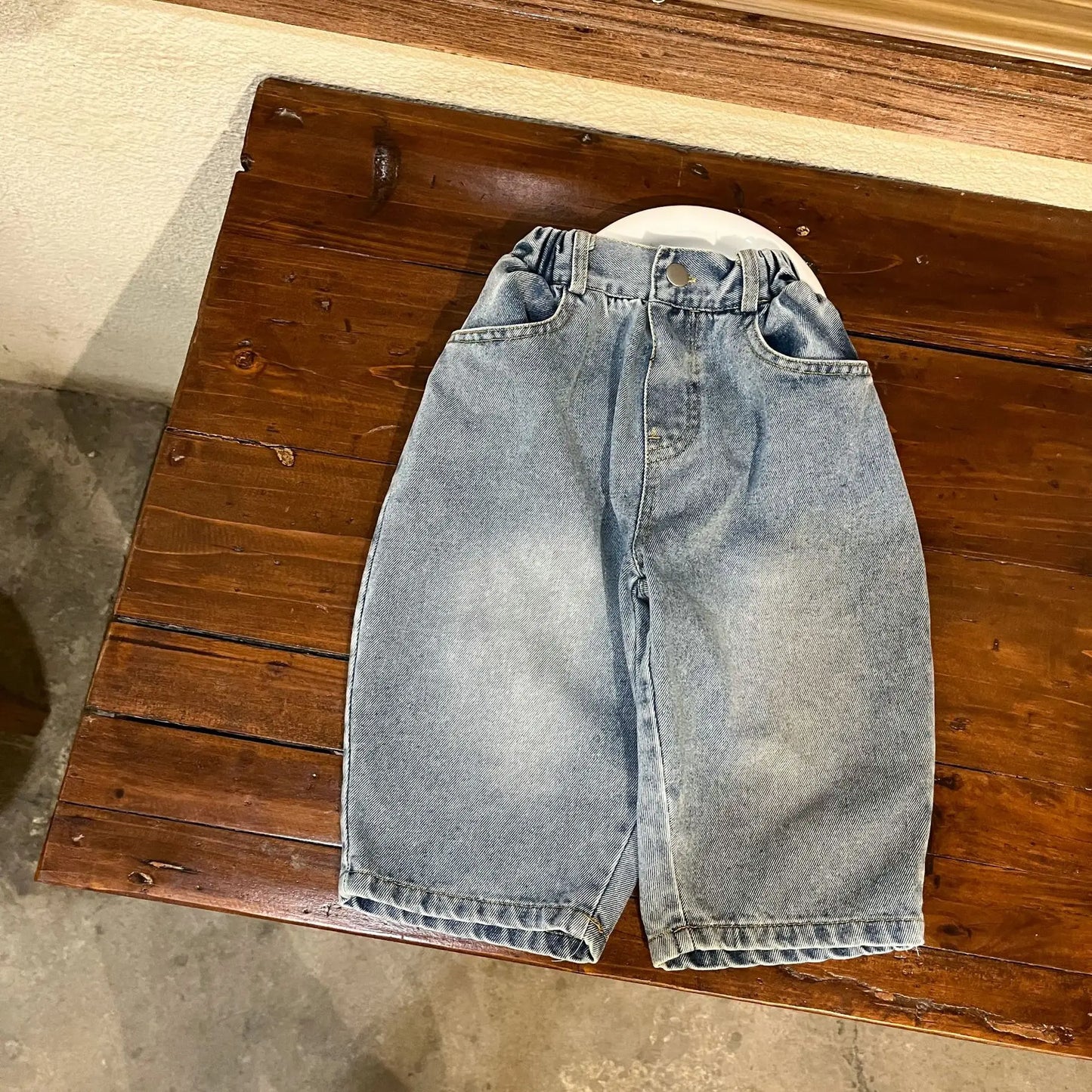 デニムパンツ キッズパンツ シンプルルーズロングデニムパンツ【mh0008767】