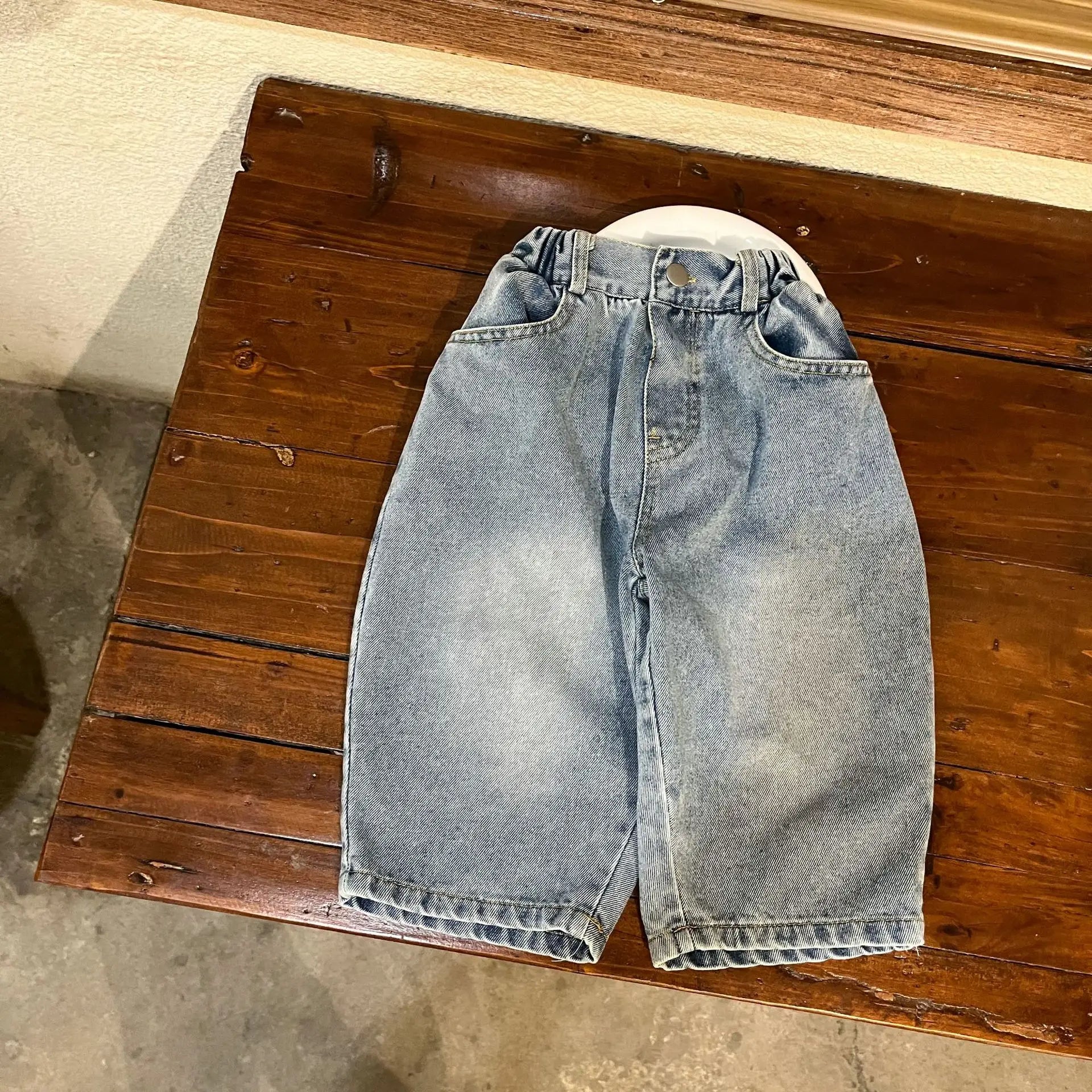 デニムパンツ キッズパンツ シンプルルーズロングデニムパンツ【mh0008767】