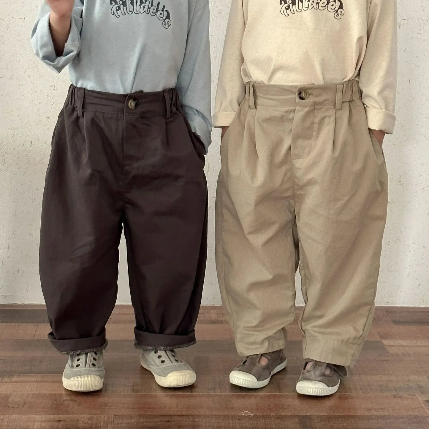 ロングパンツ・スウェットパンツ キッズパンツ シンプルベーシックルーズワイドロングバレルパンツ【mh0008779】