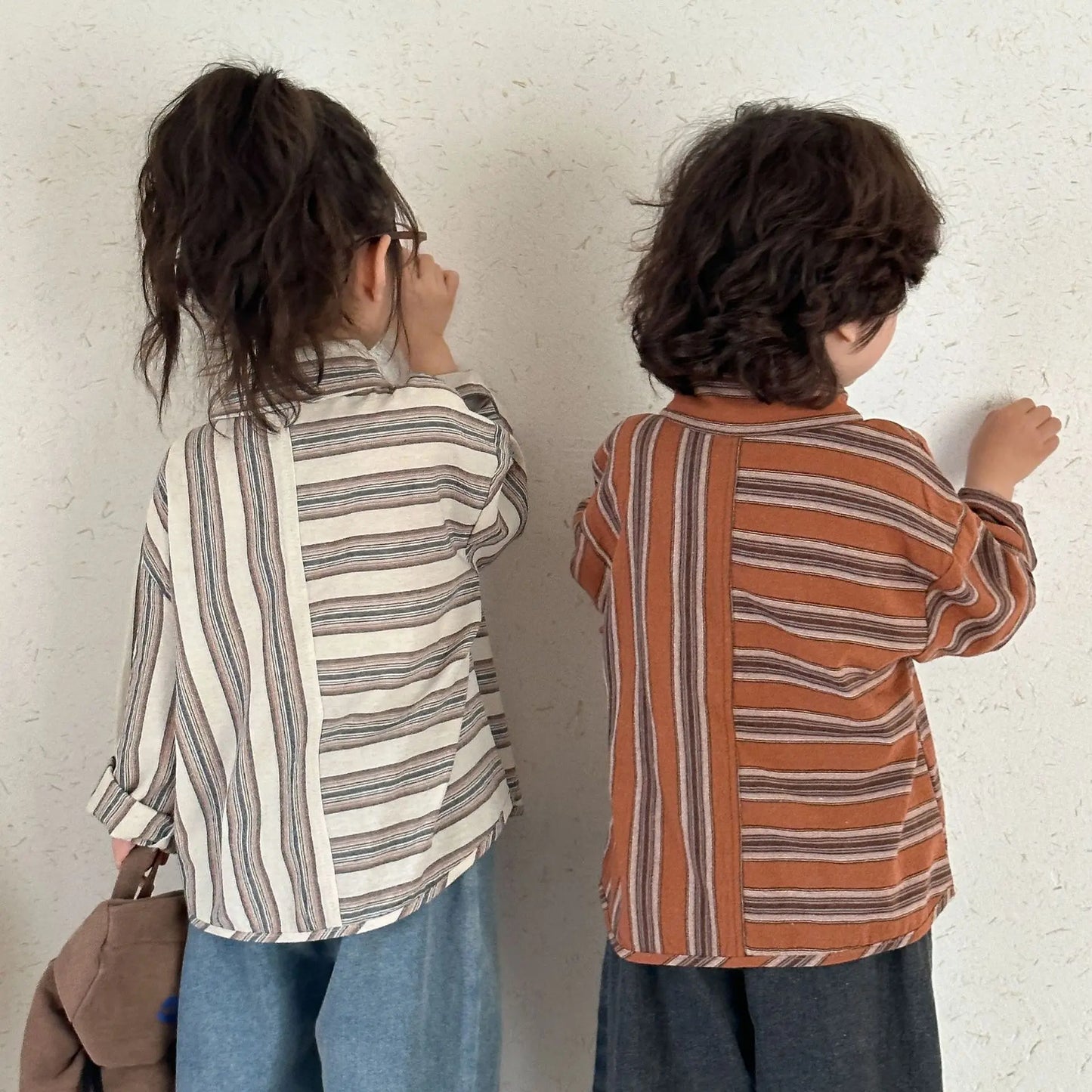 長袖シャツ・ブラウス キッズトップス ストライプボーダーアシメ長袖シャツ【mh0008781】