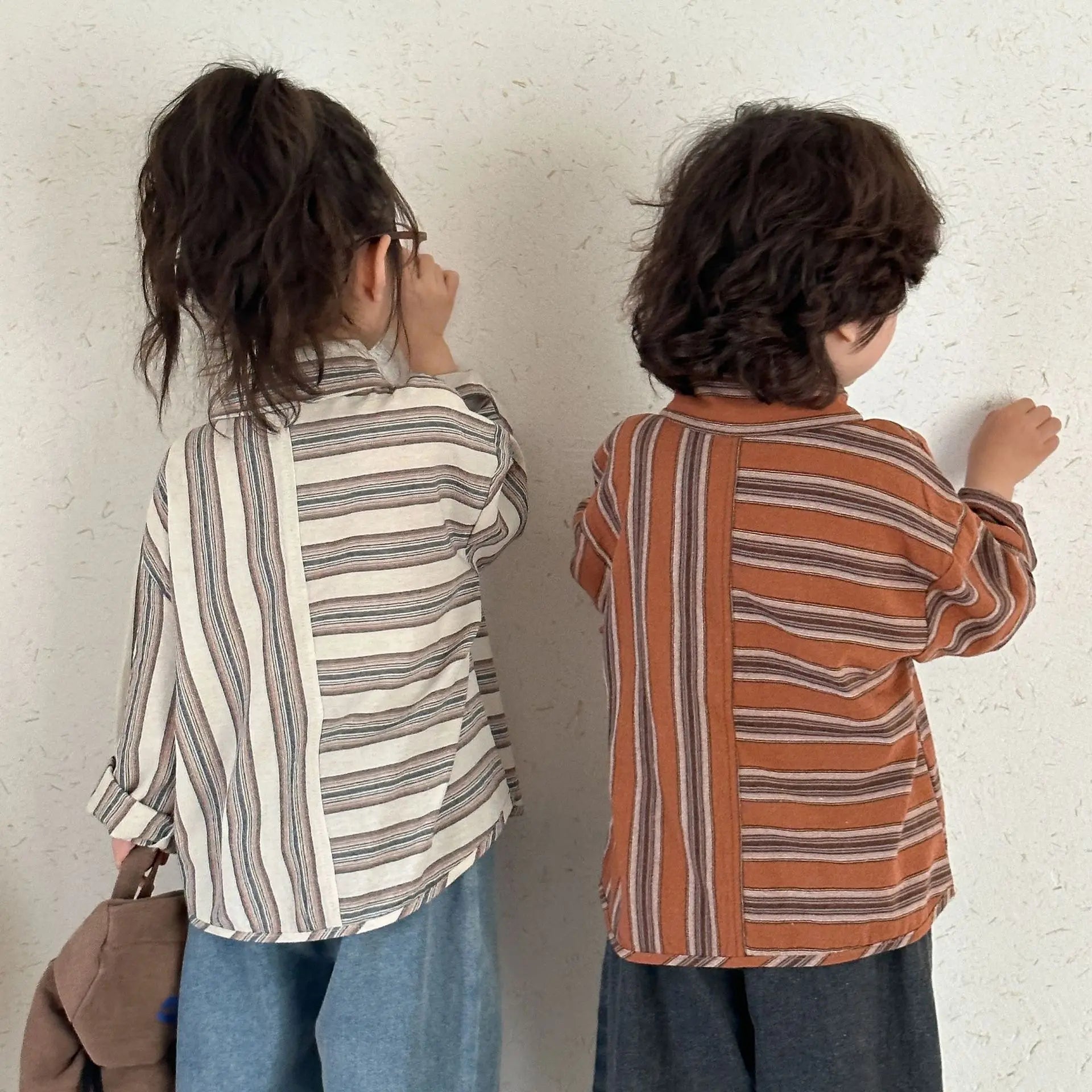 長袖シャツ・ブラウス キッズトップス ストライプボーダーアシメ長袖シャツ【mh0008781】