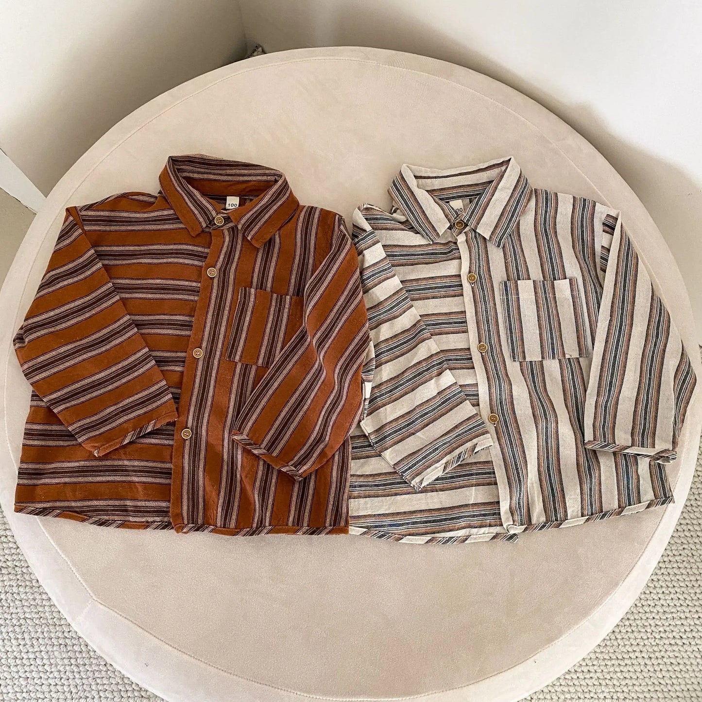 長袖シャツ・ブラウス キッズトップス ストライプボーダーアシメ長袖シャツ【mh0008781】