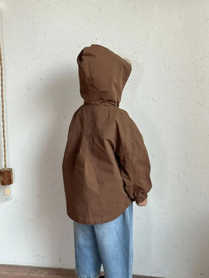 ショートコート・ジャケット・ジャンパー キッズアウター シンプルフーディウィンドブレーカーブルゾンジャケット【mh0008821】