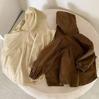 ショートコート・ジャケット・ジャンパー キッズアウター シンプルフーディウィンドブレーカーブルゾンジャケット【mh0008821】