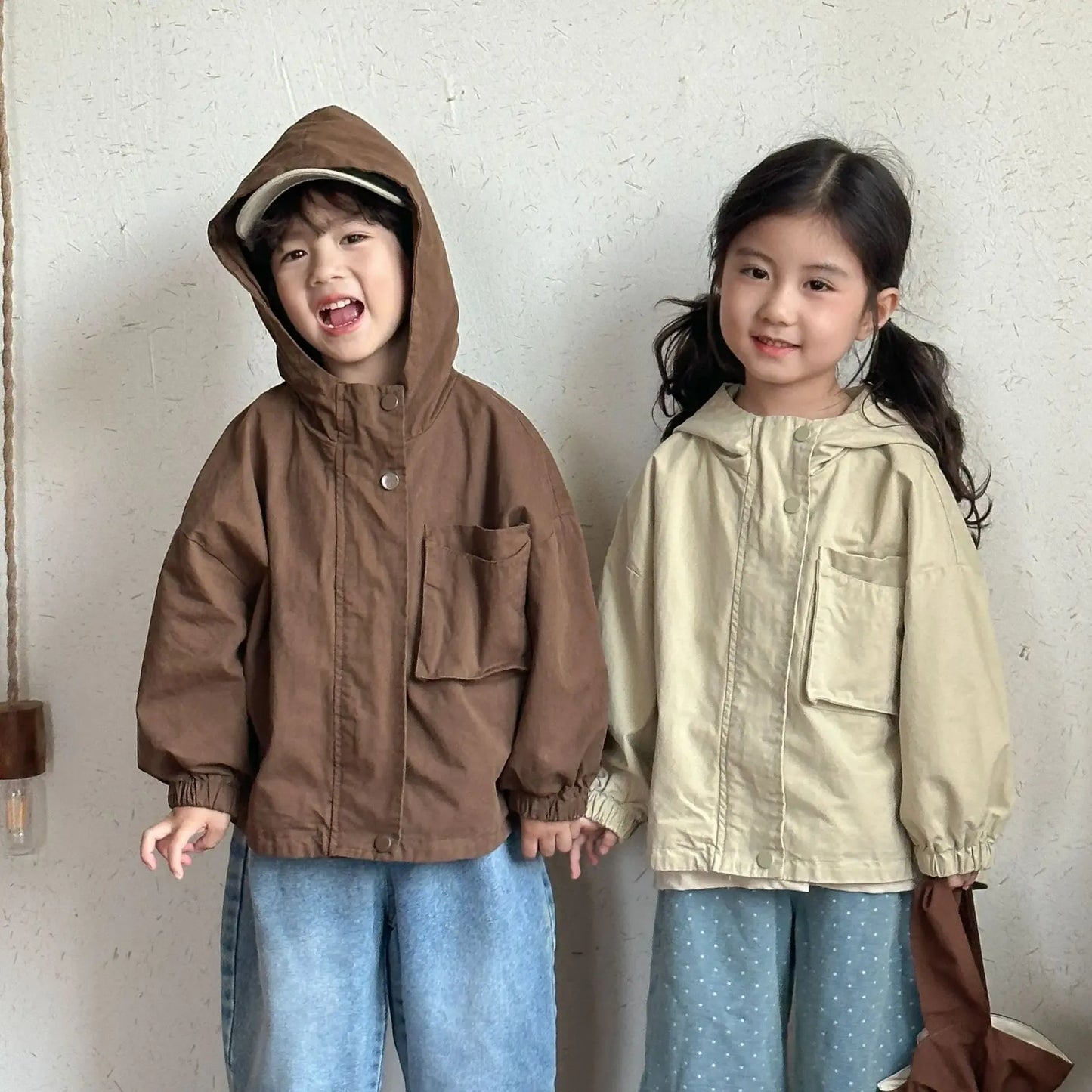 ショートコート・ジャケット・ジャンパー キッズアウター シンプルフーディウィンドブレーカーブルゾンジャケット【mh0008821】