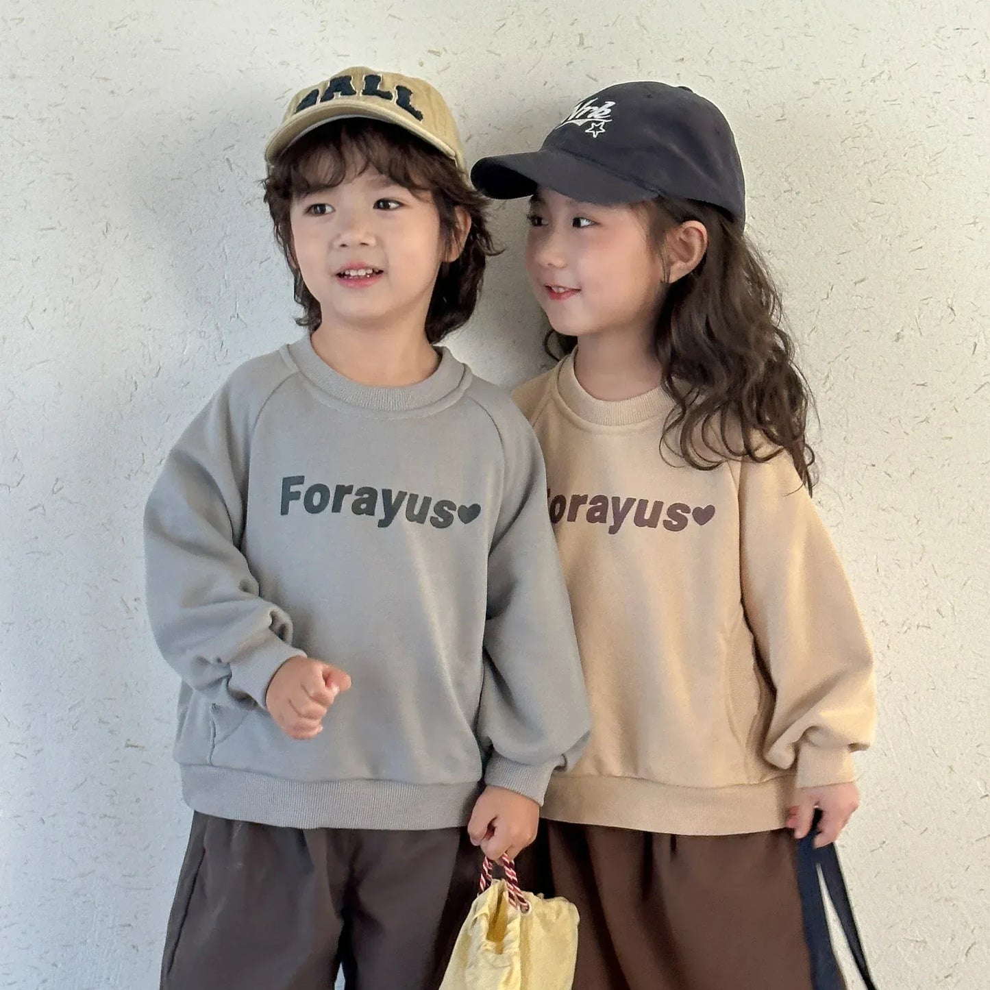 トレーナー・フーディ キッズトップス レターロゴハートプリント長袖スウェットシャツ【mh0008822】