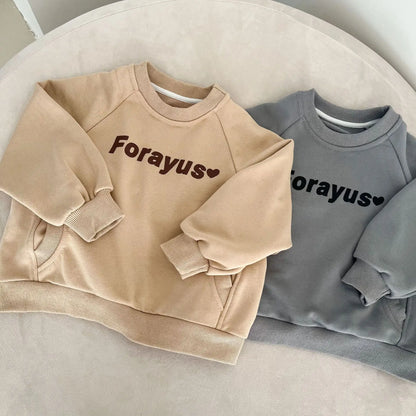 トレーナー・フーディ キッズトップス レターロゴハートプリント長袖スウェットシャツ【mh0008822】