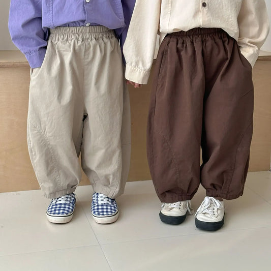 ロングパンツ・スウェットパンツ キッズパンツ シンプルベーシックデイリーロングルーズパンツ【mh0008823】