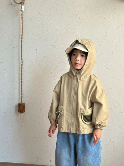 ショートコート・ジャケット・ジャンパー キッズアウター ポケットアクセントフーディジップアップブルゾンジャケット【mh0008825】