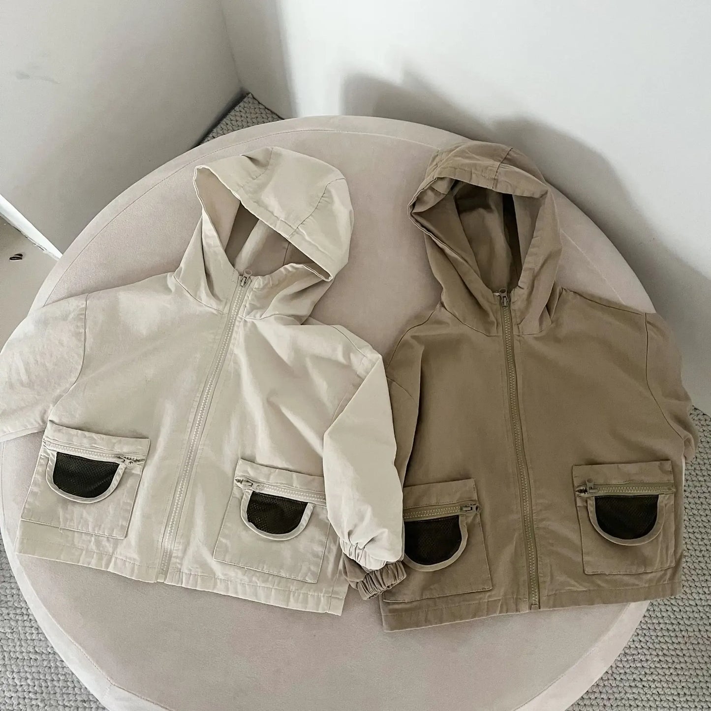 ショートコート・ジャケット・ジャンパー キッズアウター ポケットアクセントフーディジップアップブルゾンジャケット【mh0008825】