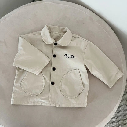 ショートコート・ジャケット・ジャンパー キッズアウター ロゴワンポイント襟付きスプリングコートジャケット【mh0008826】