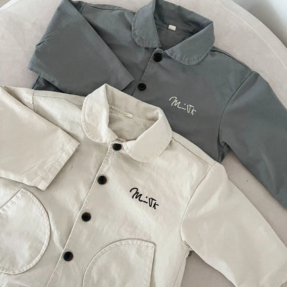 ショートコート・ジャケット・ジャンパー キッズアウター ロゴワンポイント襟付きスプリングコートジャケット【mh0008826】