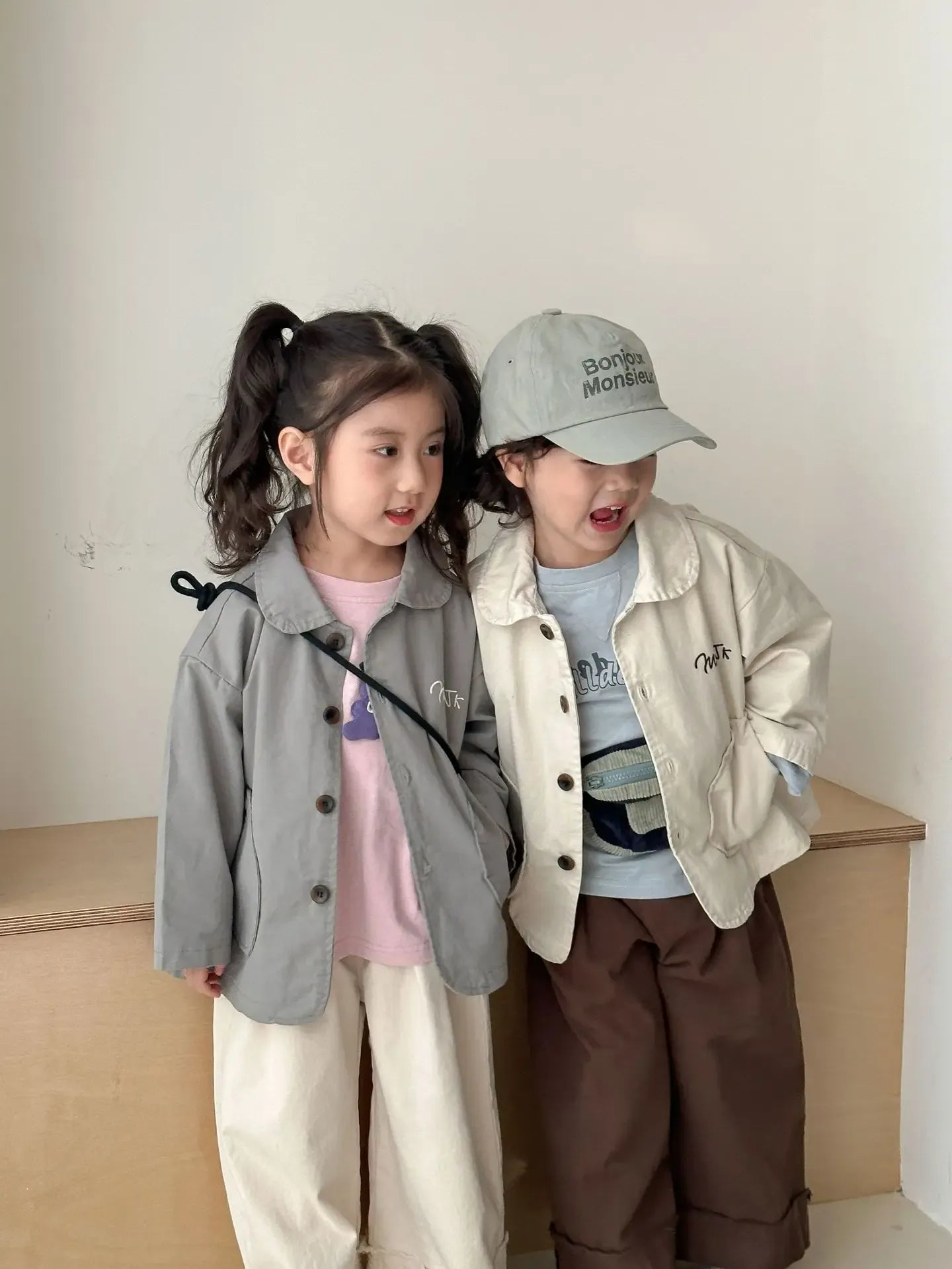 ショートコート・ジャケット・ジャンパー キッズアウター ロゴワンポイント襟付きスプリングコートジャケット【mh0008826】