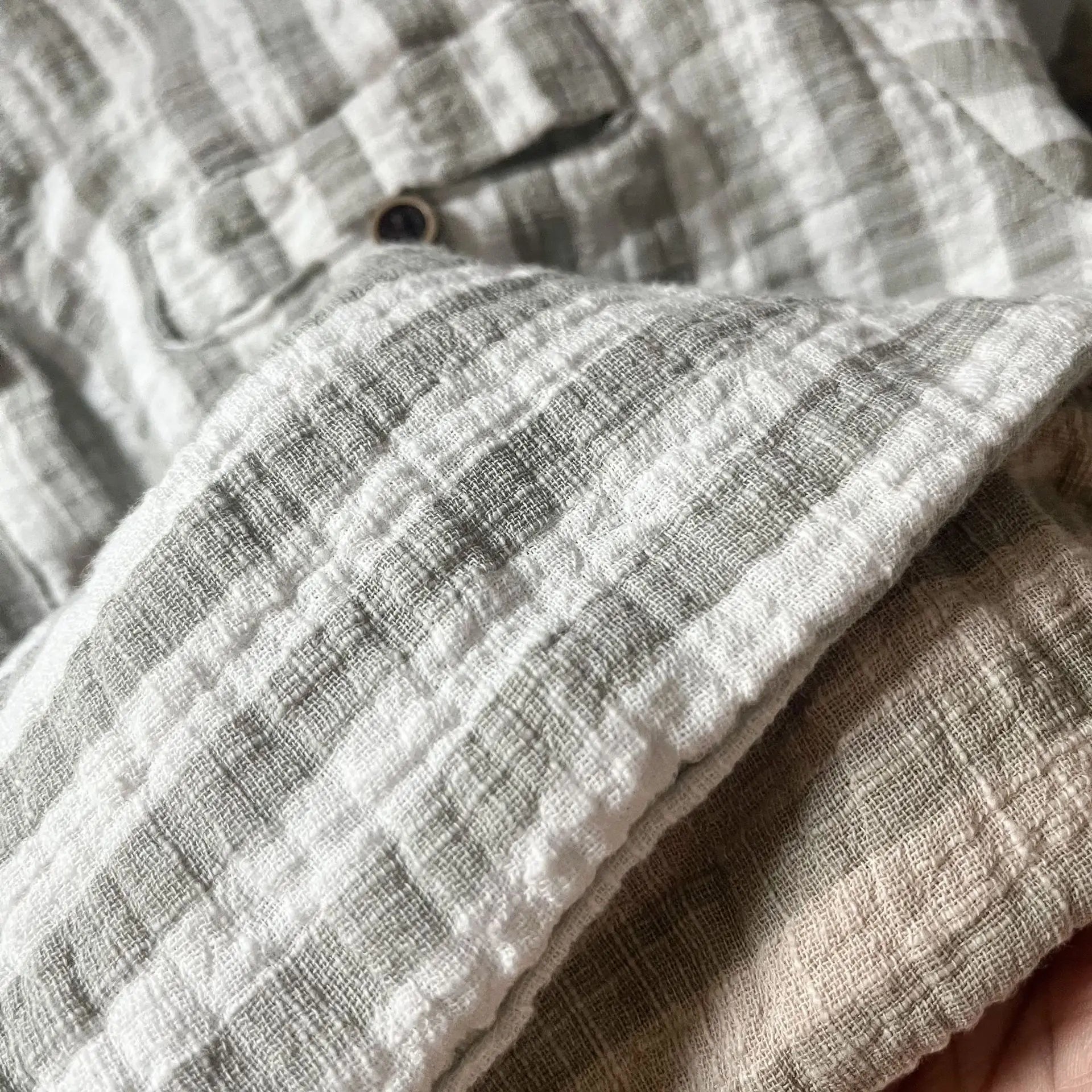 長袖シャツ・ブラウス キッズトップス ストライプノーカラー長袖シャツ【mh0008827】