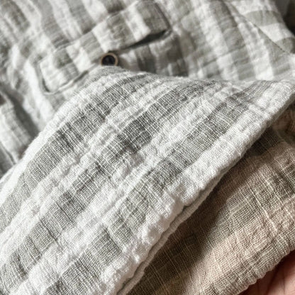 長袖シャツ・ブラウス キッズトップス ストライプノーカラー長袖シャツ【mh0008827】