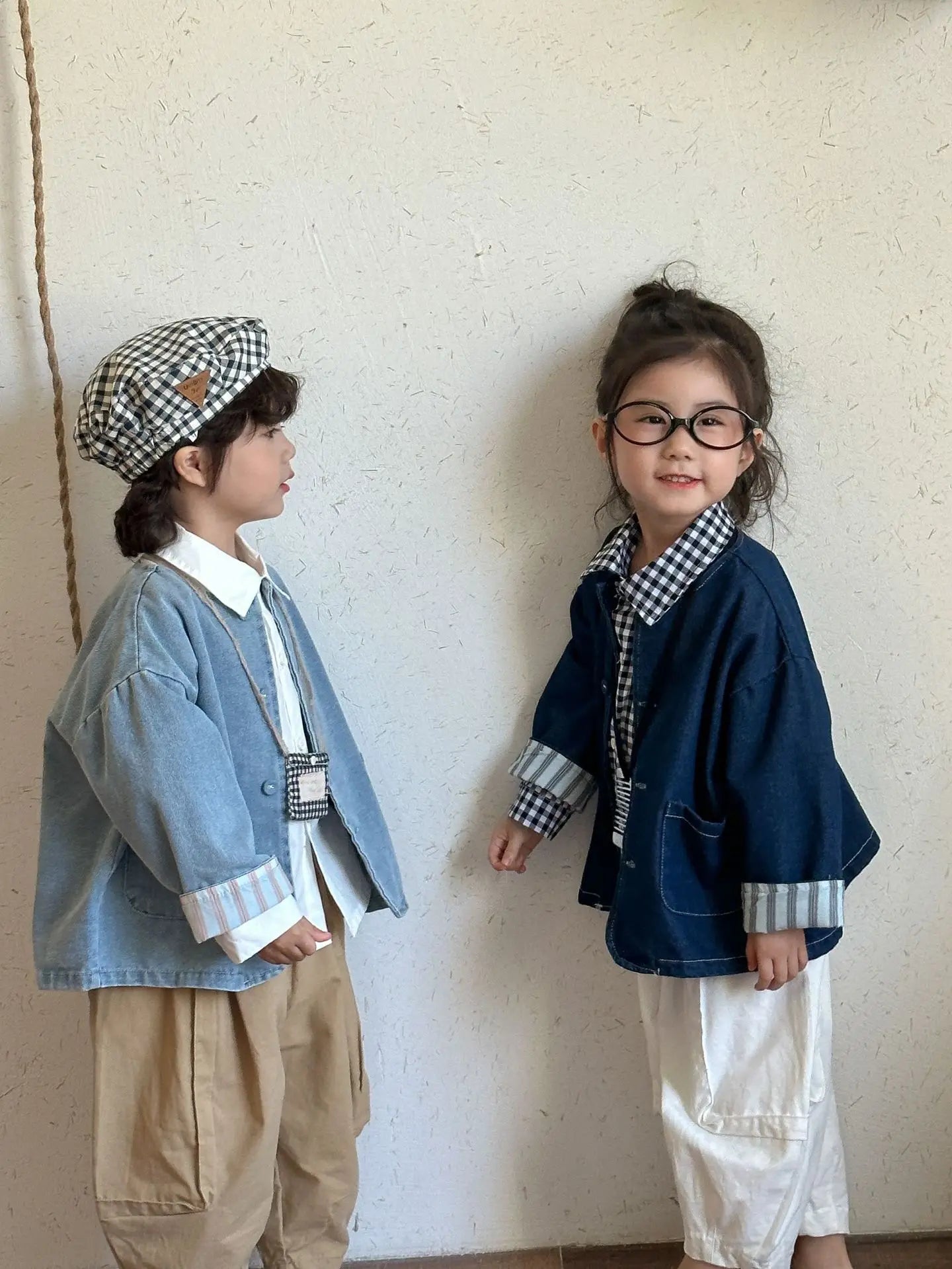 ショートコート・ジャケット・ジャンパー キッズアウター デニムノーカラージャケット【mh0008830】