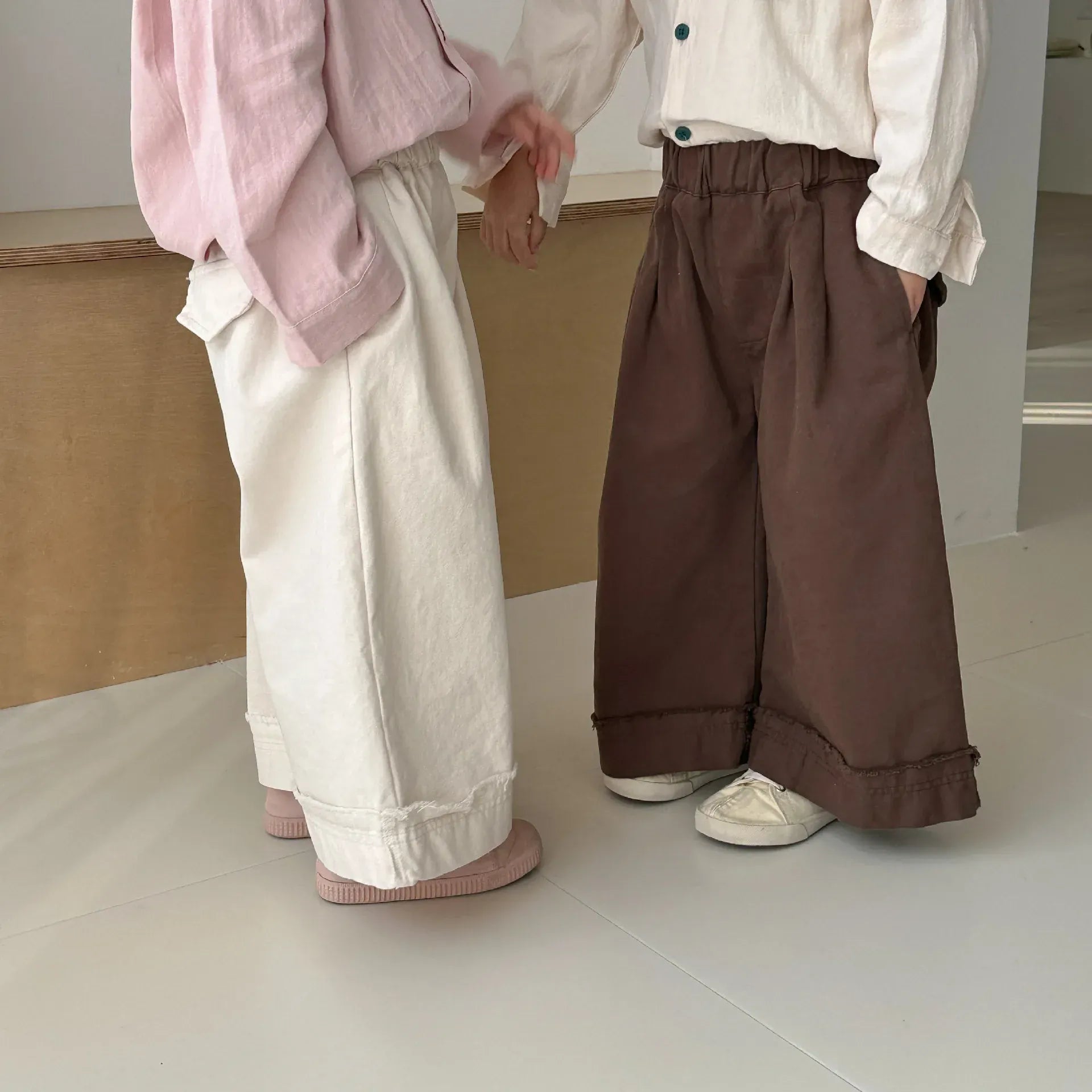 ロングパンツ・スウェットパンツ キッズパンツ ロールアップデザインロングルーズワイドパンツ【mh0008831】