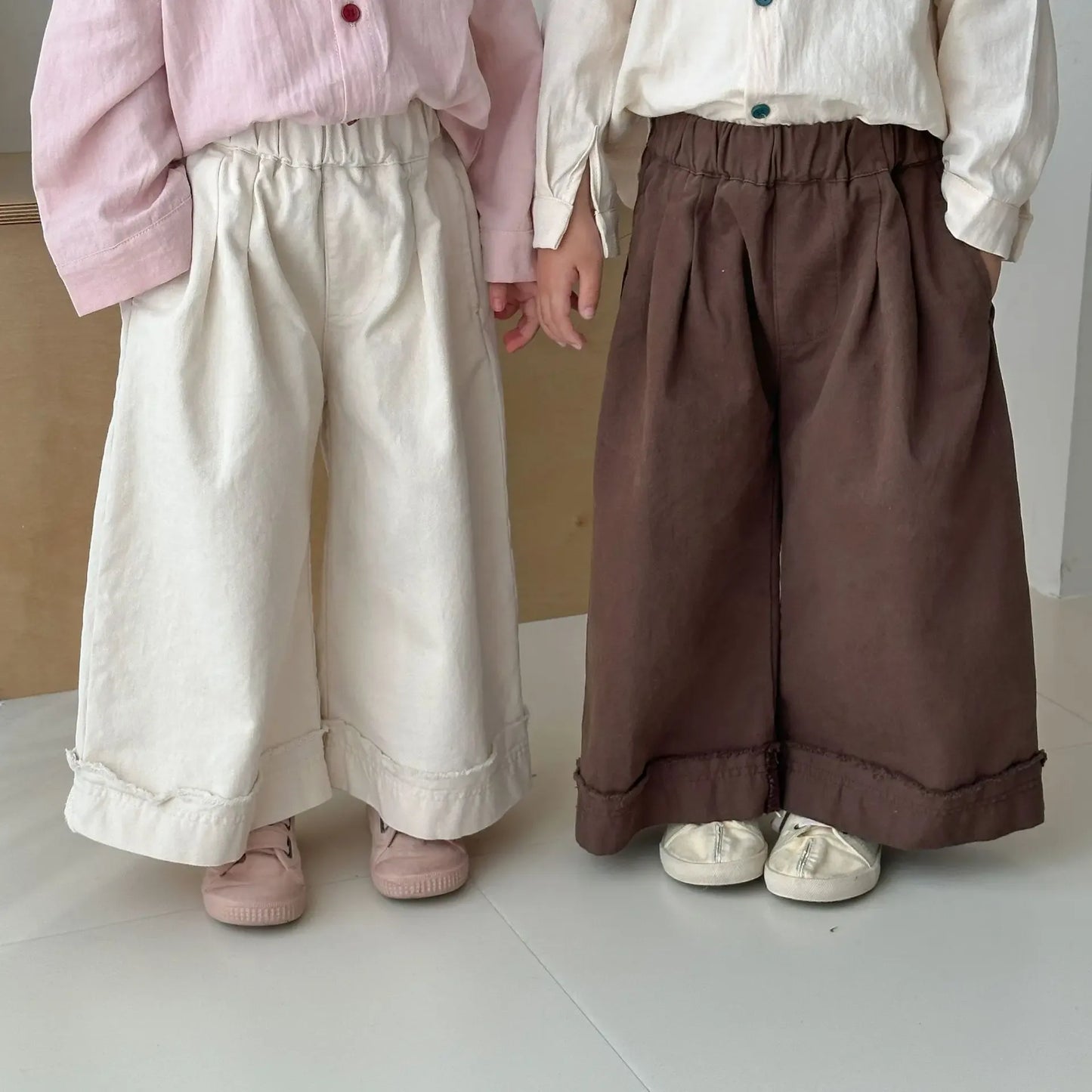 ロングパンツ・スウェットパンツ キッズパンツ ロールアップデザインロングルーズワイドパンツ【mh0008831】