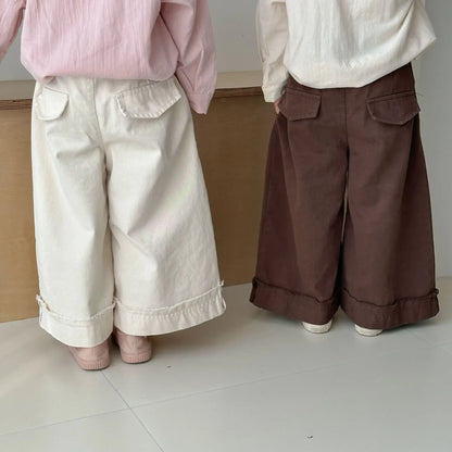 ロングパンツ・スウェットパンツ キッズパンツ ロールアップデザインロングルーズワイドパンツ【mh0008831】