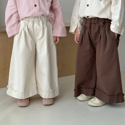 ロングパンツ・スウェットパンツ キッズパンツ ロールアップデザインロングルーズワイドパンツ【mh0008831】