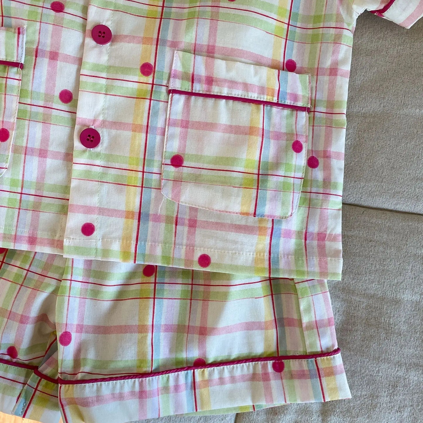 半袖セットアップ キッズパジャマセット チェック/宇宙プリント 半袖シャツ+ショートパンツ【mh0008871】