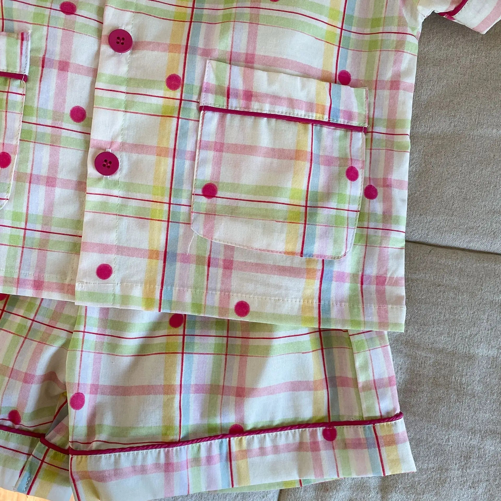 半袖セットアップ キッズパジャマセット チェック/宇宙プリント 半袖シャツ+ショートパンツ【mh0008871】