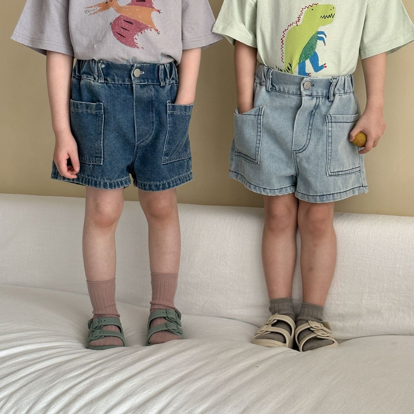 デニムパンツ シンプルデイリーデニムショートパンツ【mh0009830】