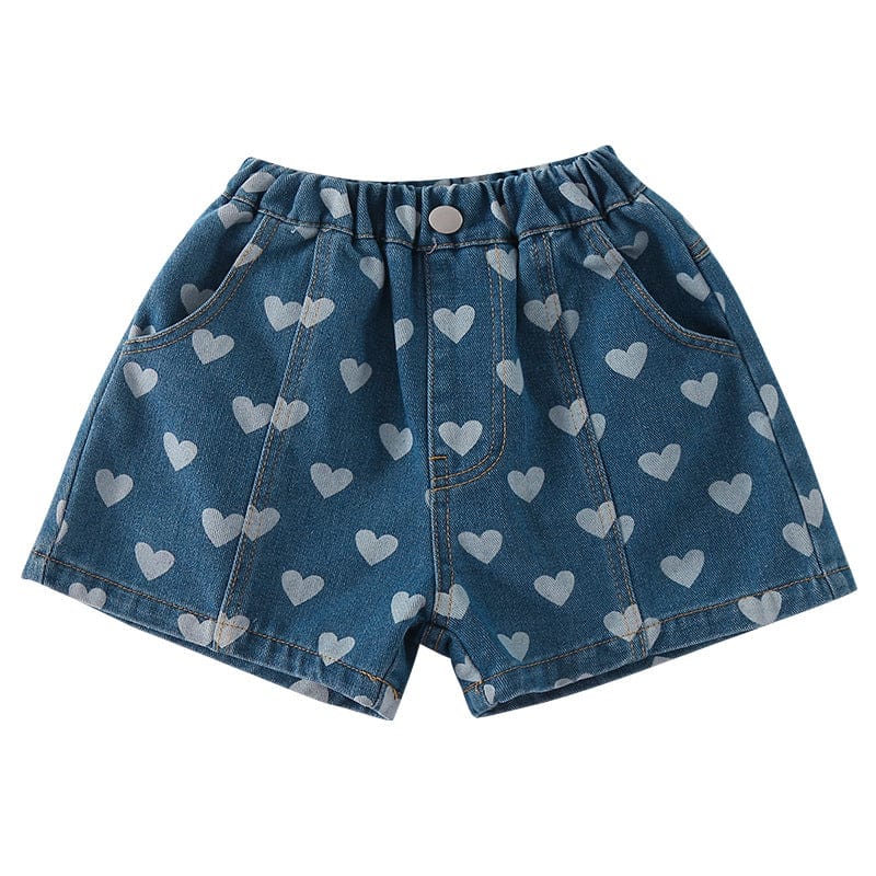 ハーフパンツ・ショートパンツ ハートプリントデニムショートパンツ【mh0010180】