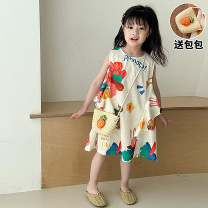 ノースリーブワンピース カラフルプリントノースリーブワンピース【mh0010182】